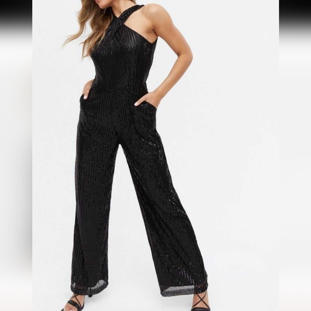 Little Mistress Black Sequin Jumpsuit